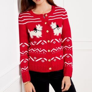 NWT Talbots crewneck cardigan Scottie dog fair isle
